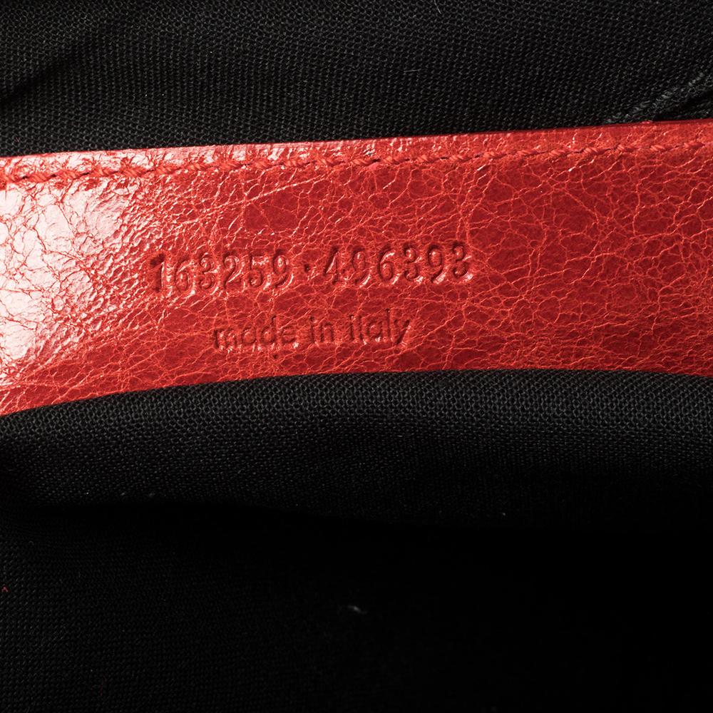 Red Balenciaga Blood Chevre Leather Mini RH Bowling Bag
