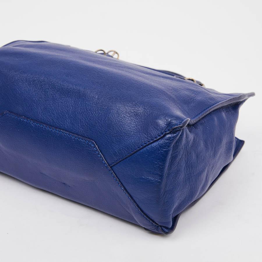 BALENCIAGA Blue A4 Mini Paper Leather Bag In Excellent Condition In Paris, FR