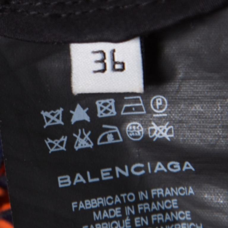 Noir Top sans manches en tissu Looping bleu et orange néon S en vente