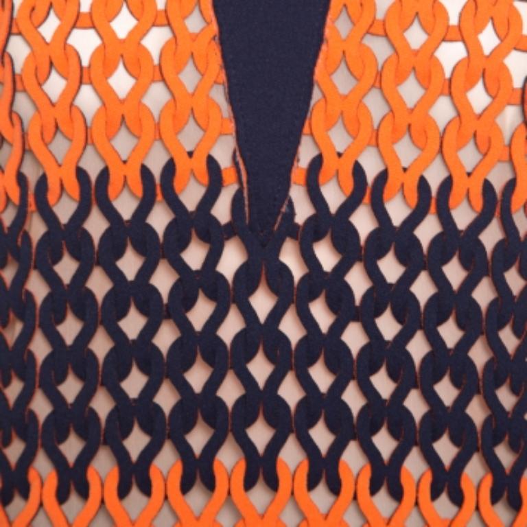 Top sans manches en tissu Looping bleu et orange néon S Pour femmes en vente