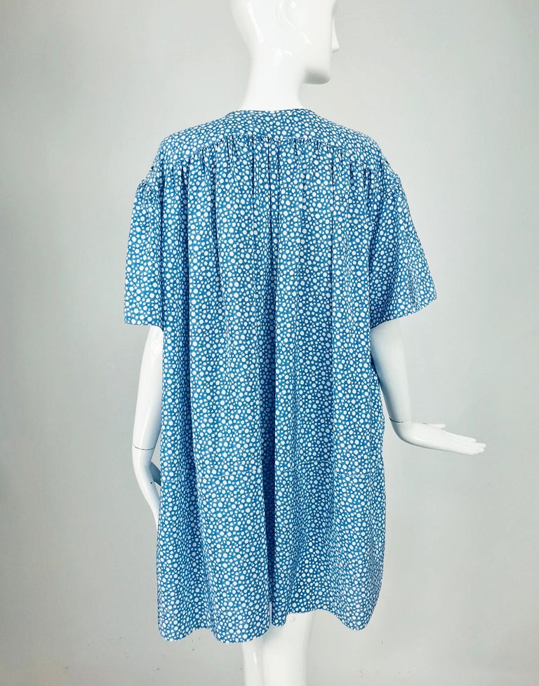 Balenciaga Blue and White Silk Dot Print Asymmetrical Dress For Sale at ...