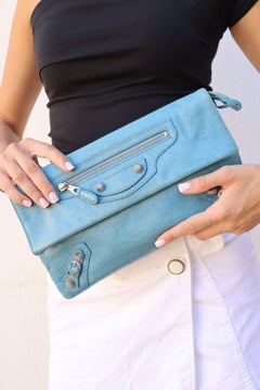 Balenciaga Blue Arena Giant Flap Envelope Clutch