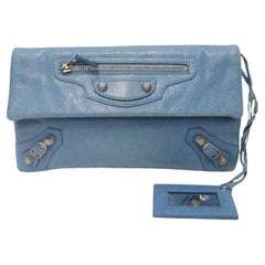 Balenciaga Blau Arena Giant Flap Envelope Clutch