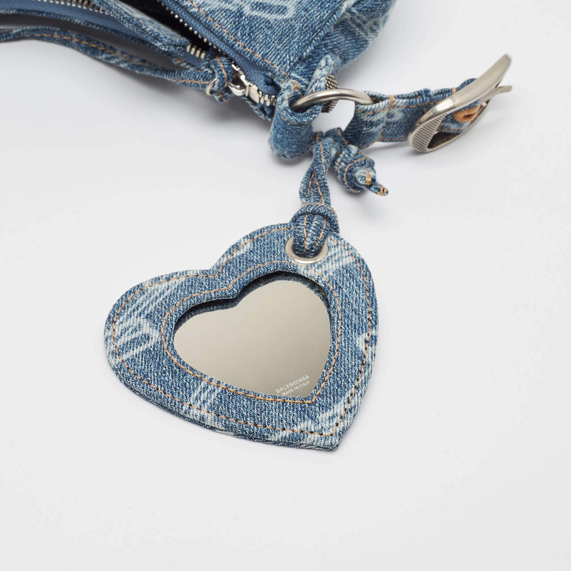 Balenciaga Blue BB Monogram Denim XS Le Cagole Shoulder Bag 1