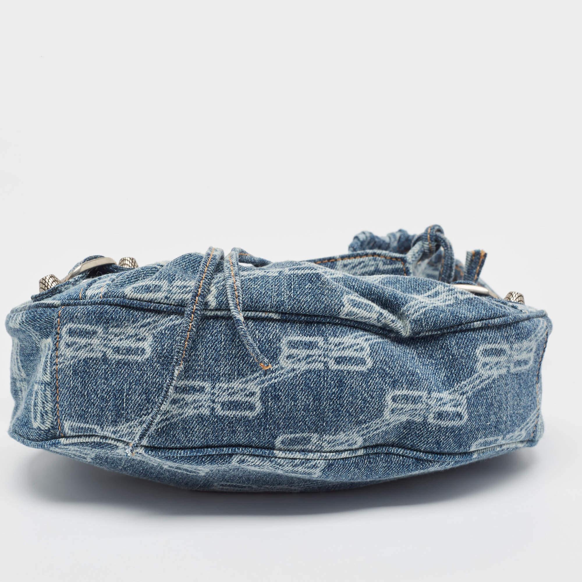 Balenciaga Blue BB Monogram Denim XS Le Cagole Shoulder Bag 2