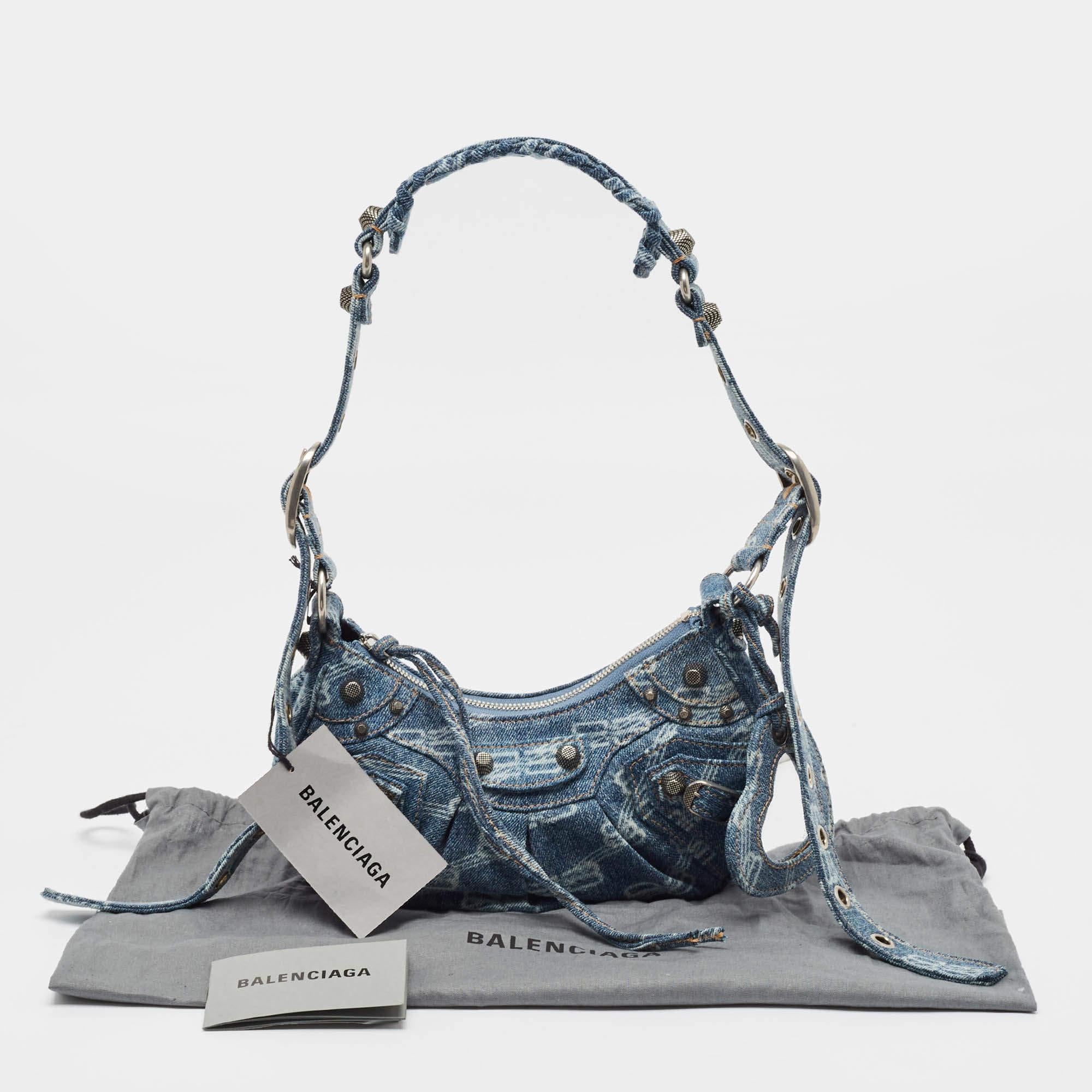 Balenciaga Blue BB Monogram Denim XS Le Cagole Shoulder Bag 4