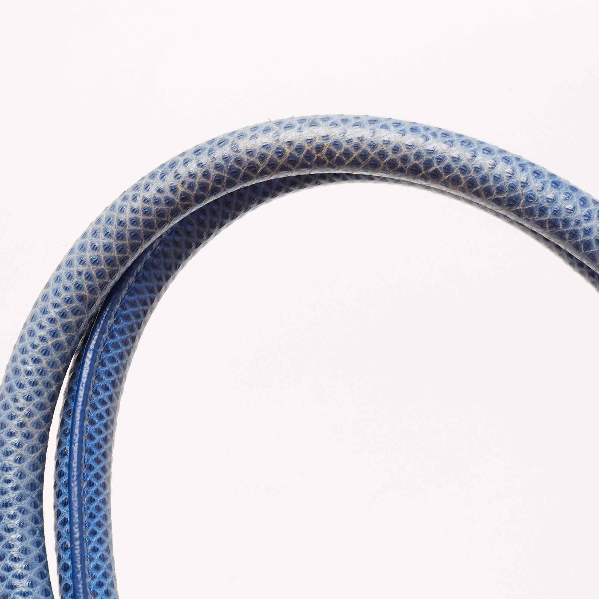 Balenciaga - Fourre-tout à cadenas en cuir et lézard bleu/noir en vente 9