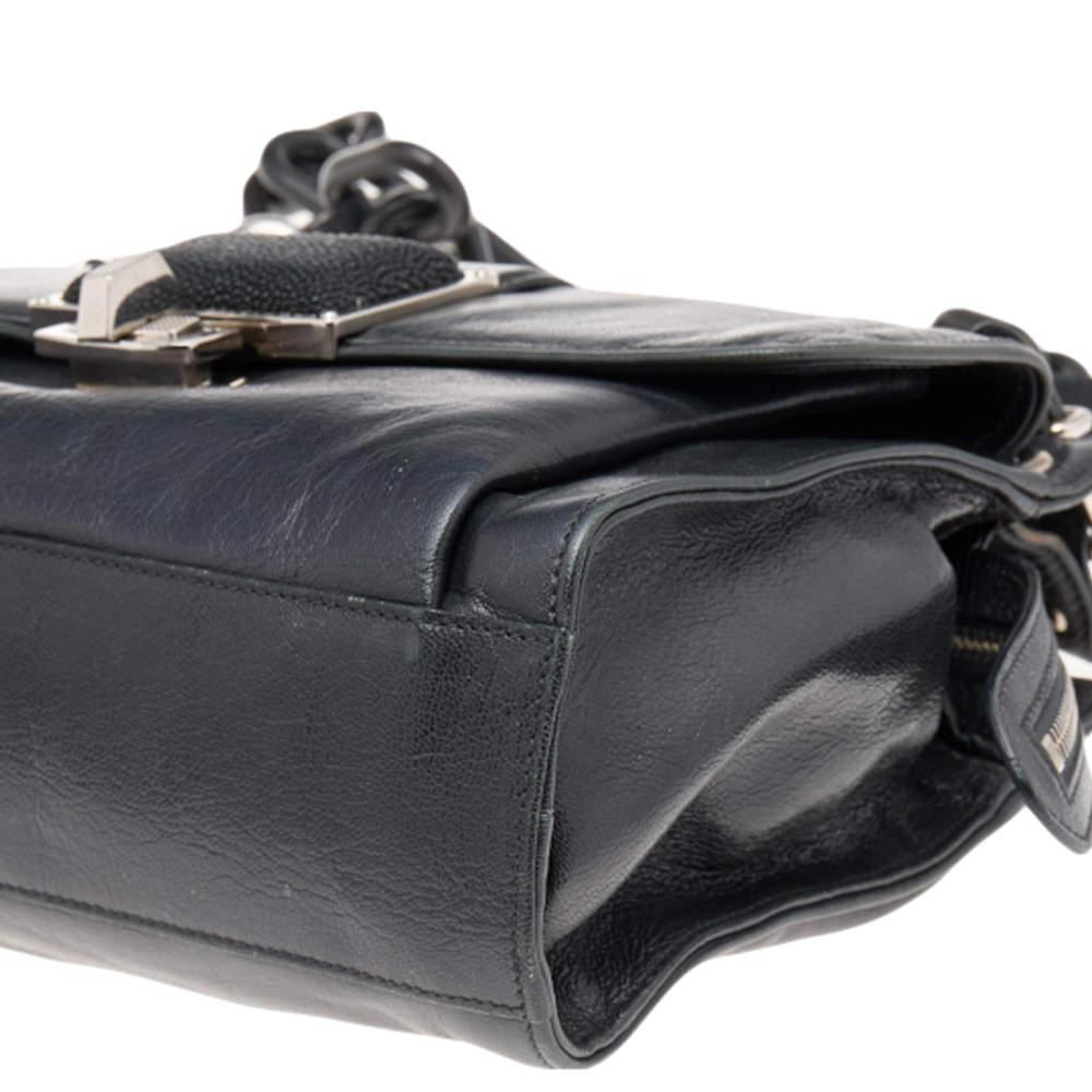 Balenciaga Blue/Black Stingray and Leather Cherche Midi Shoulder Bag For Sale 5
