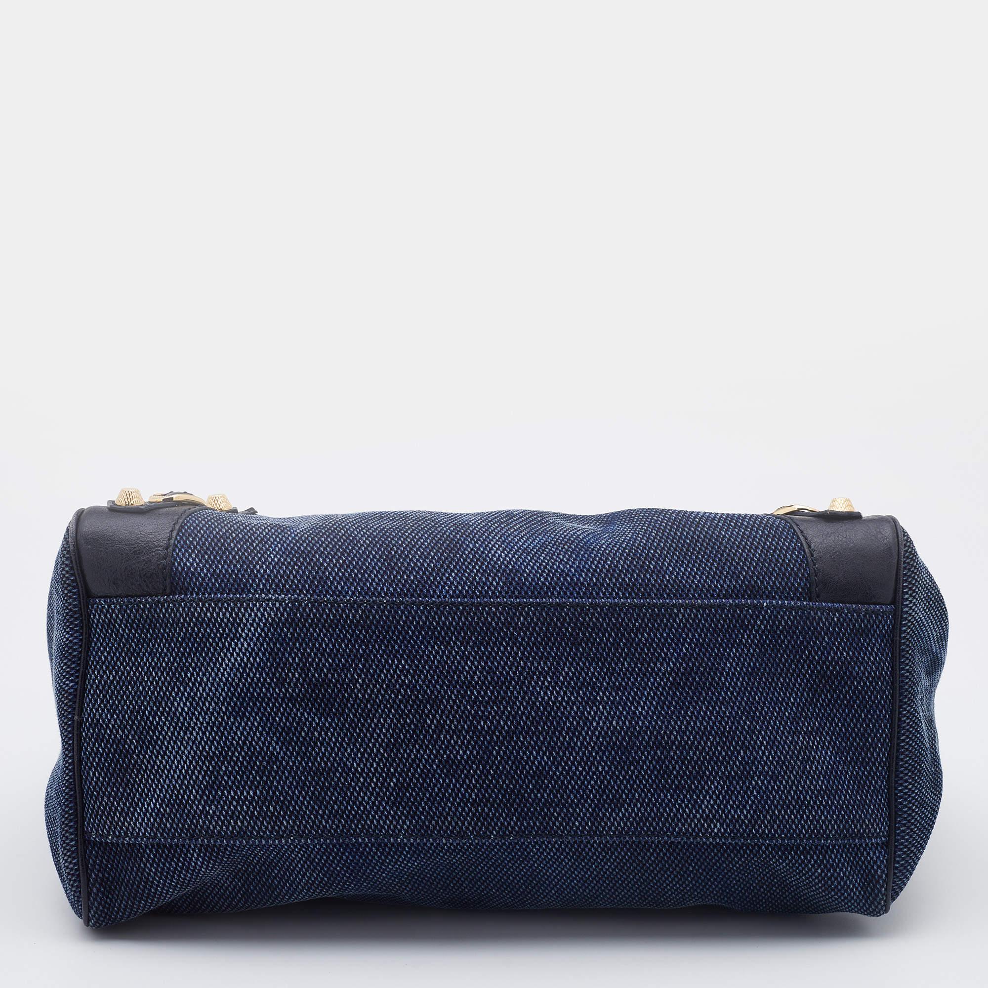 Balenciaga Blue Canvas and Leather RH Velo Bag 5