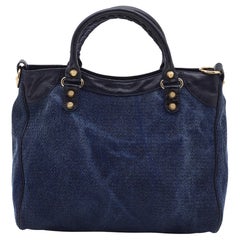 Balenciaga Blue Canvas and Leather RH Velo Bag