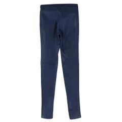 Balenciaga Blue Coated Lambskin Trousers FR34