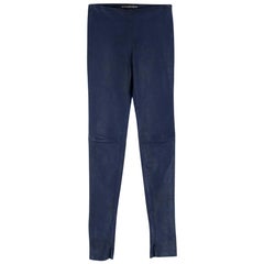 Balenciaga Blue Coated Lambskin Trousers FR34