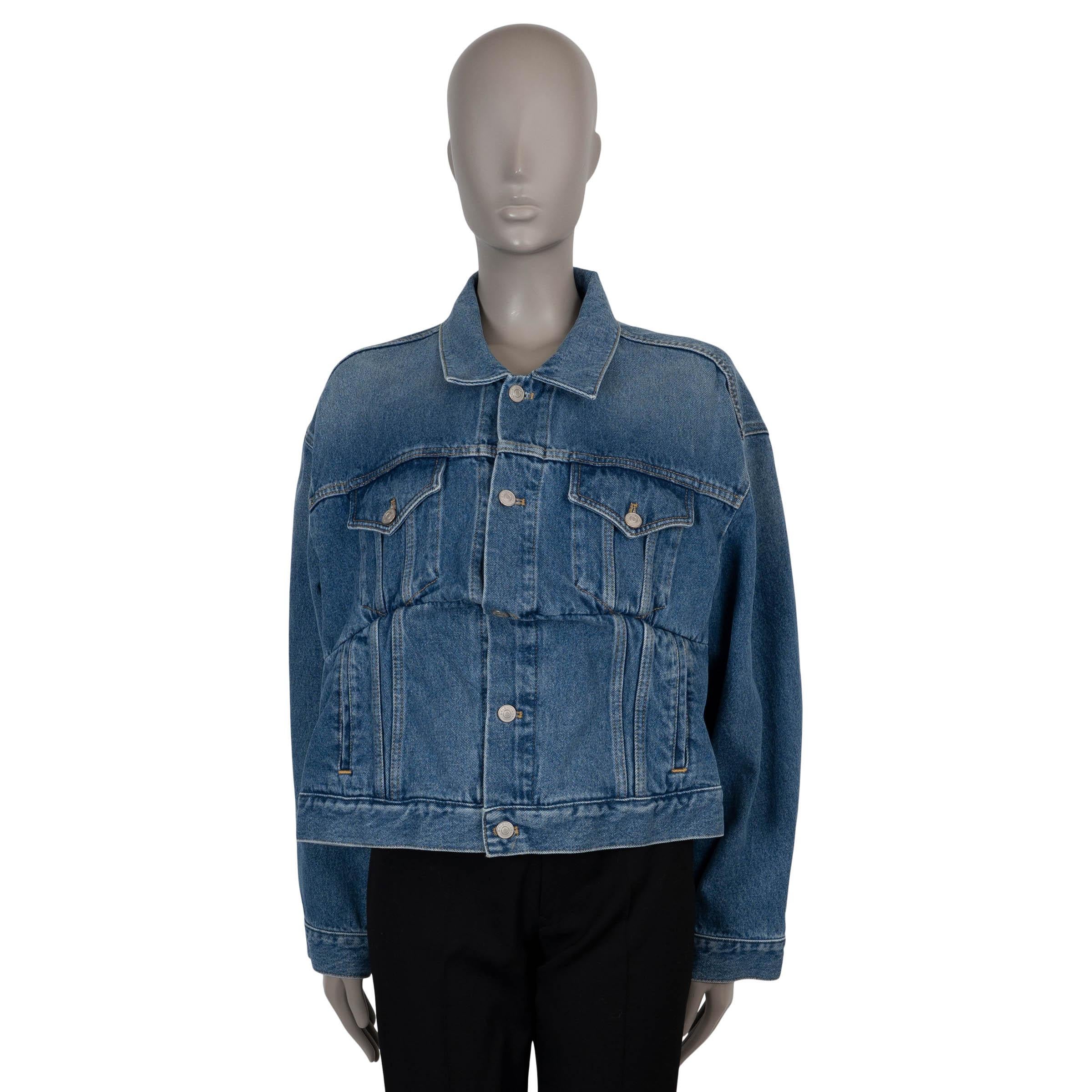 Balenciaga blu cotone 2016 SWING OVERSIZED BOXY DENIM Jacket 40 M. in vendita