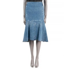 BALENCIAGA blue cotton 2019 FLUTED HIGH WAISTED DENIM Skirt 38 S