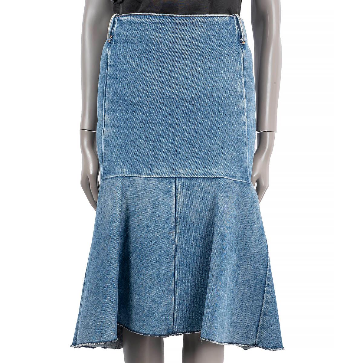 Bleu BALENCIAGA bleu coton 2019 FLUTED HIGH WAISTED DENIM Skirt 38 S en vente