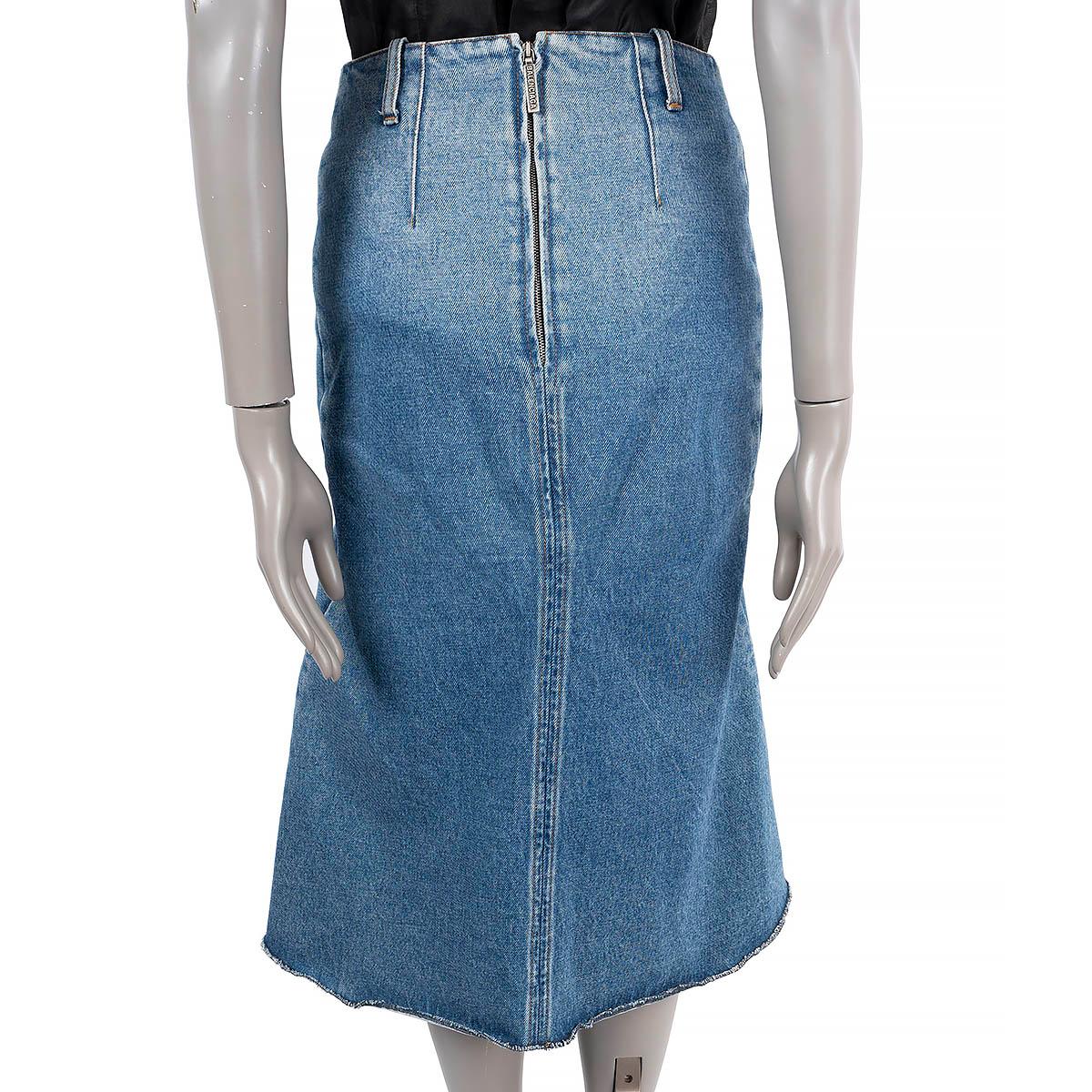 Women's BALENCIAGA blue cotton 2019 FLUTED HIGH WAISTED DENIM Skirt 38 S For Sale