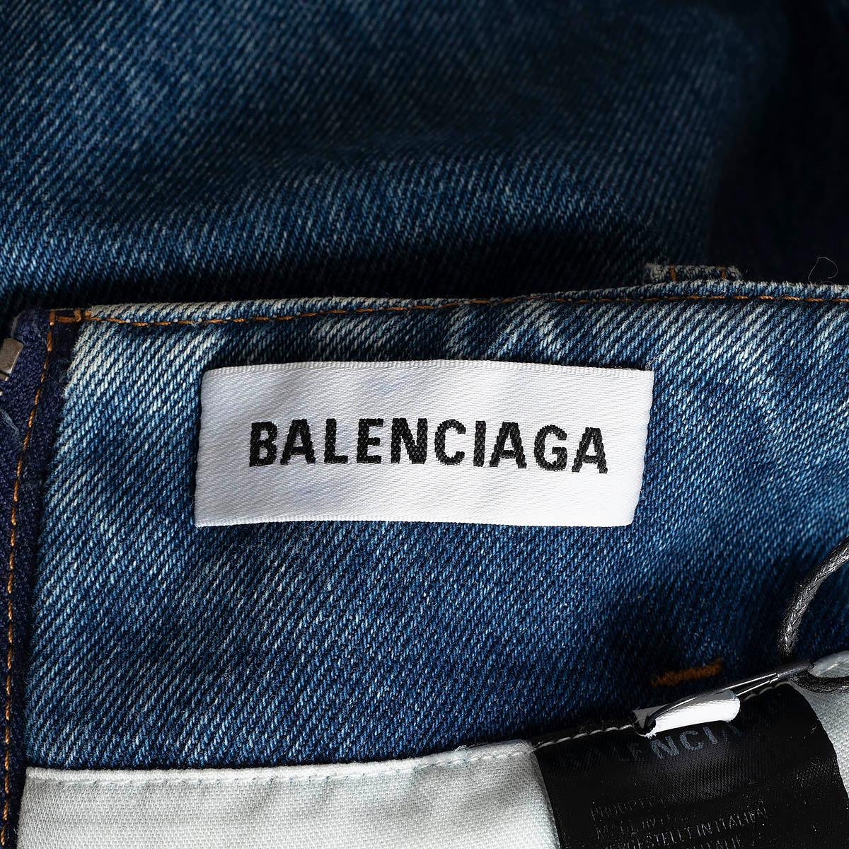 BALENCIAGA bleu coton 2019 FLUTED HIGH WAISTED DENIM Skirt 38 S en vente 2