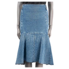 BALENCIAGA blue cotton 2019 FLUTED HIGH WAISTED DENIM Skirt 38 S