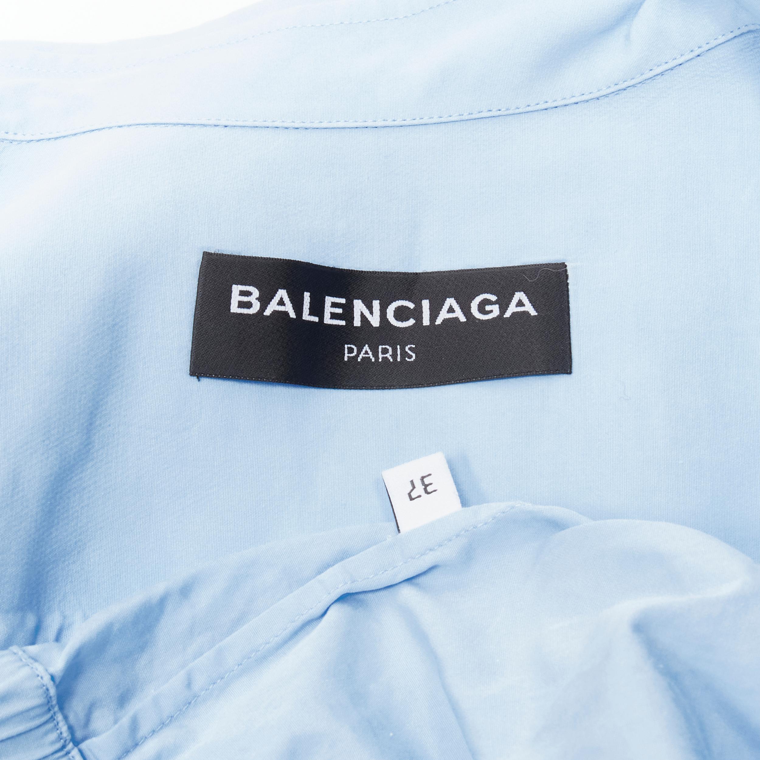 BALENCIAGA blue cotton stiff shoulder elasticated hem boxy cropped shirt EU37 XS 4