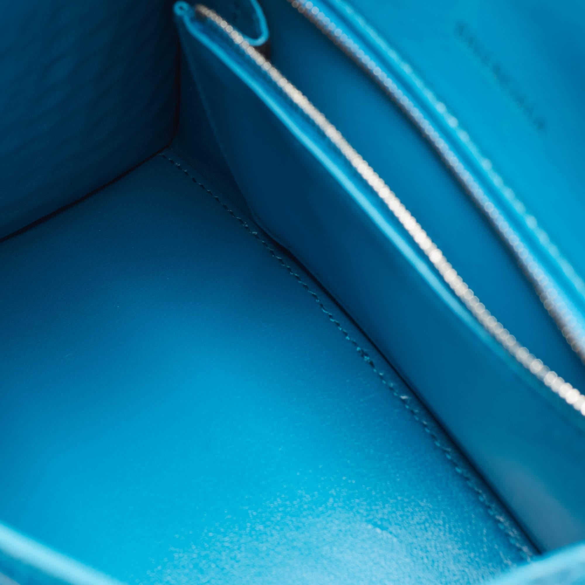 Balenciaga Blue Croc Embossed Leather Hourglass Top Handle Bag 9