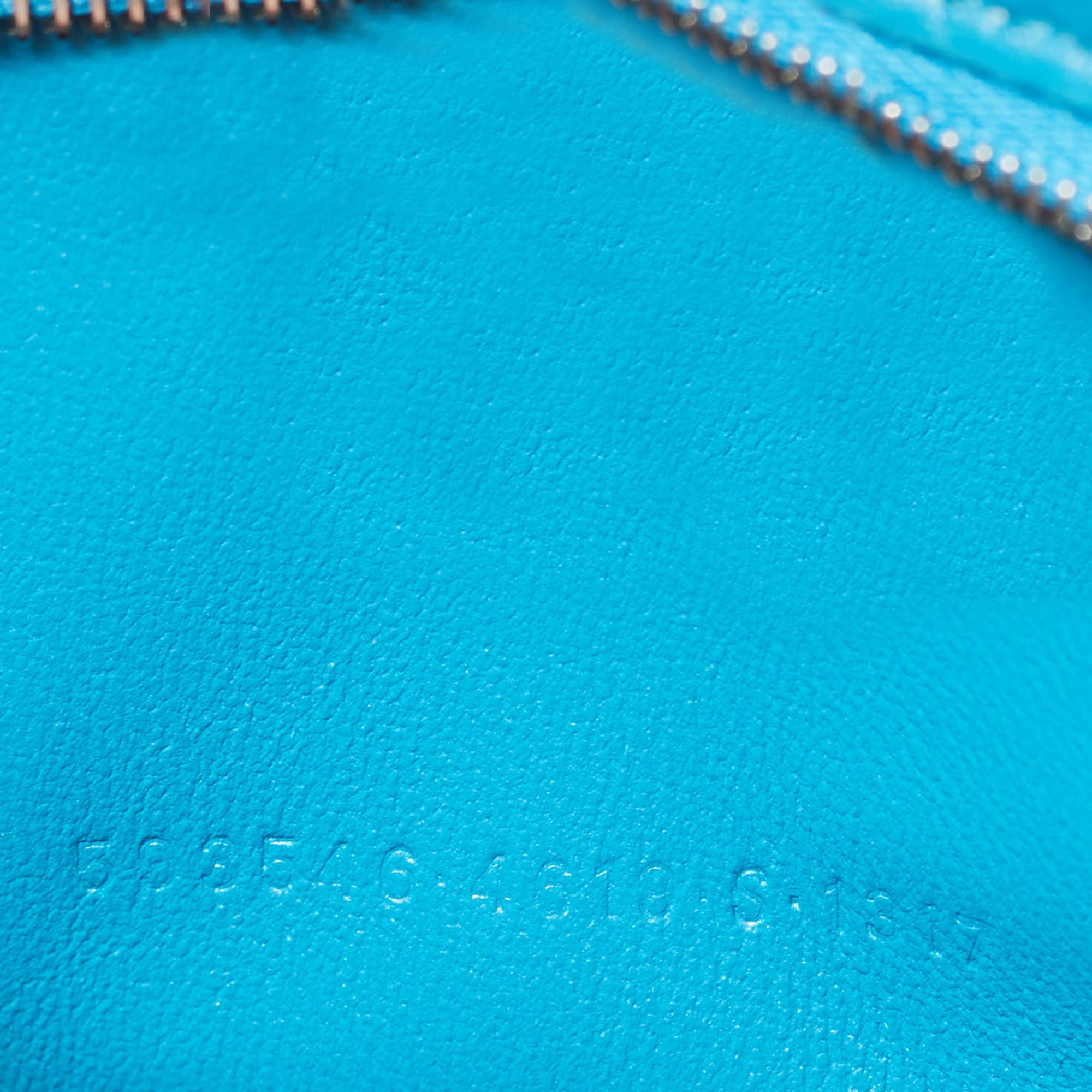 Balenciaga Blue Croc Embossed Leather Hourglass Top Handle Bag In New Condition In Dubai, Al Qouz 2
