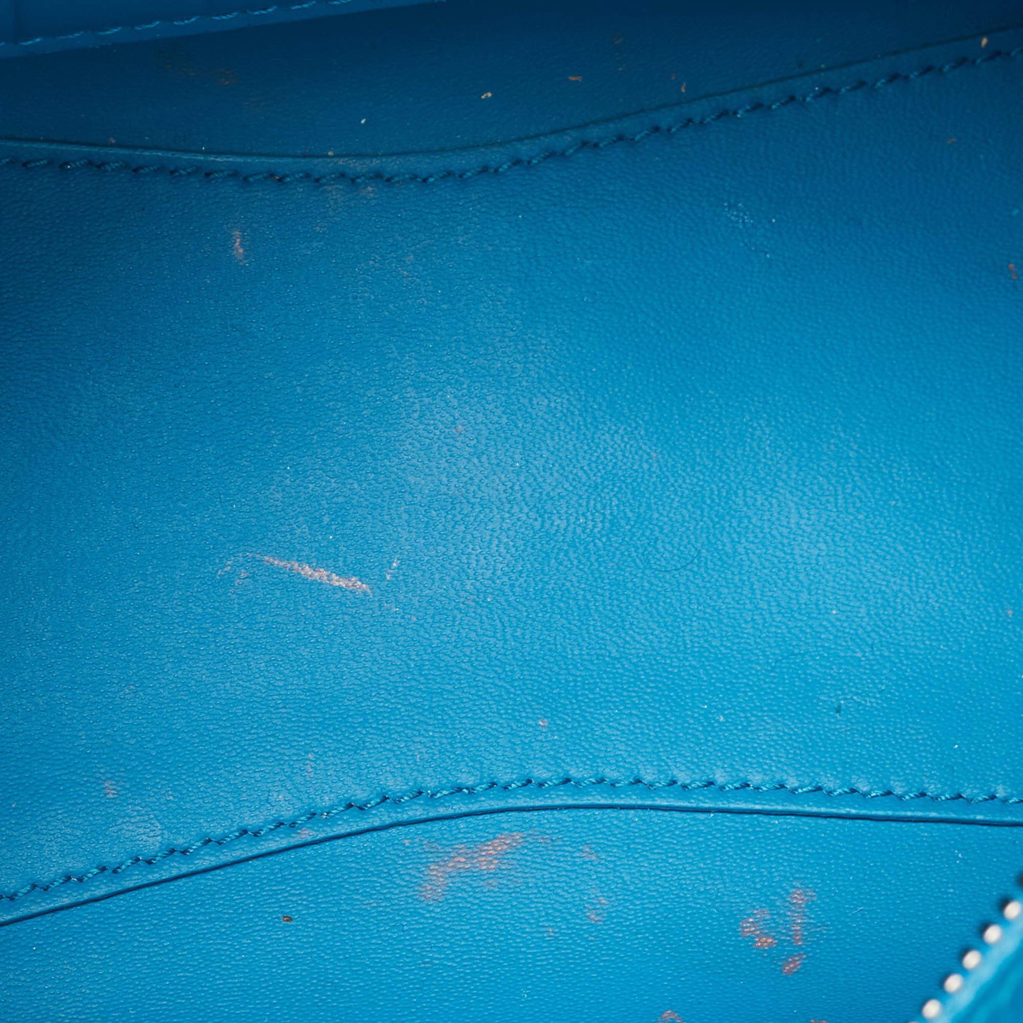 Balenciaga Blue Croc Embossed Leather Mini Neo Classic Bag 11