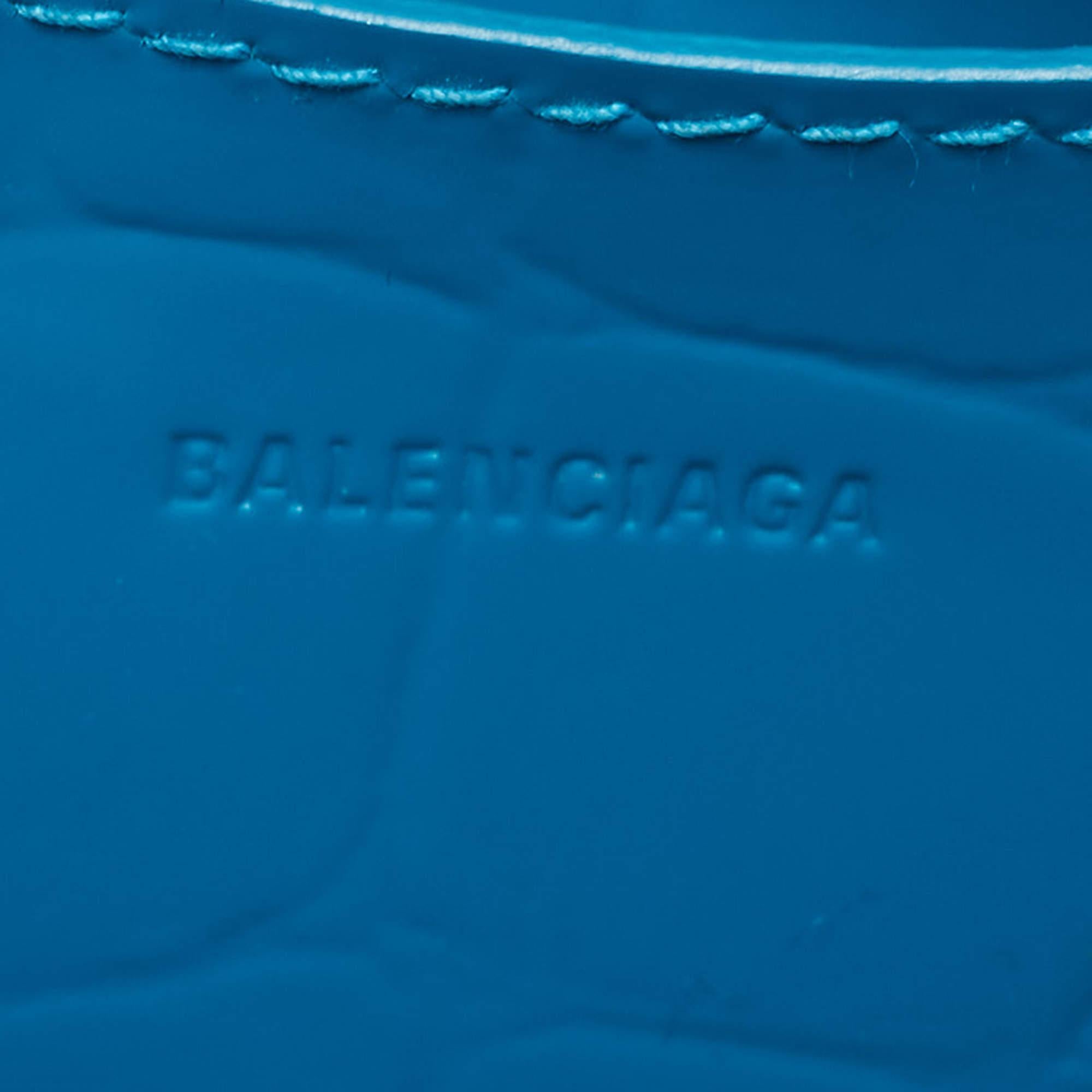 Balenciaga Blue Croc Embossed Leather Mini Neo Classic Bag 2