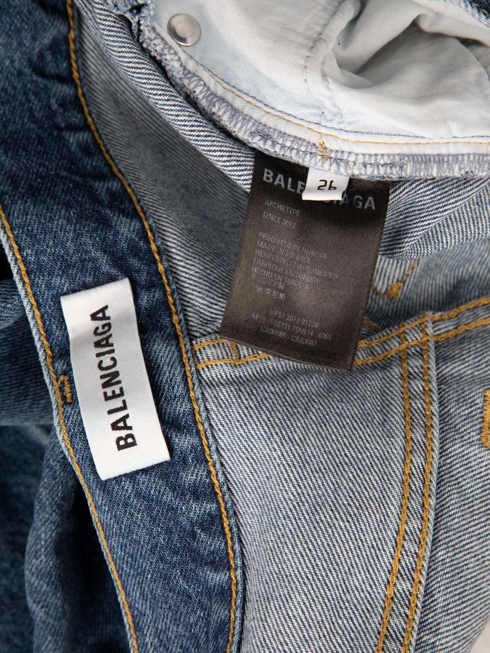 Balenciaga Blue Denim Distressed Hem Jeans Size S 1