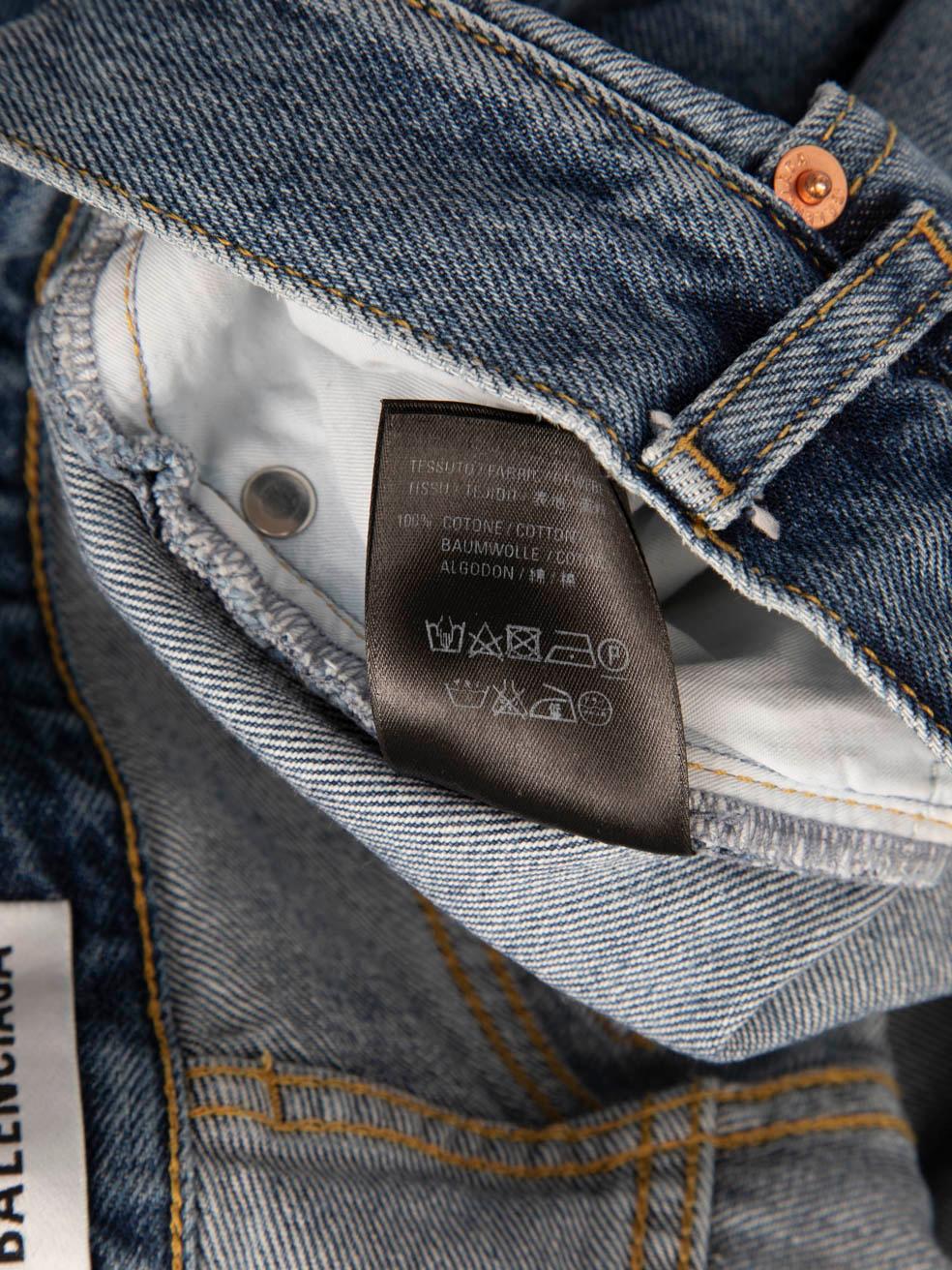 Balenciaga Blue Denim Distressed Hem Jeans Size S 2