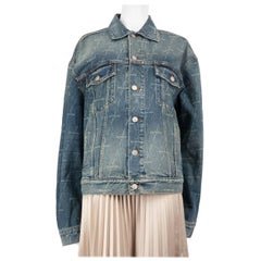 Balenciaga Blue Denim Logo Pattern Jacket Size XXXL