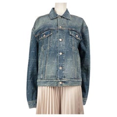 Balenciaga Blue Denim Logo Pattern Jacket Size XXXL