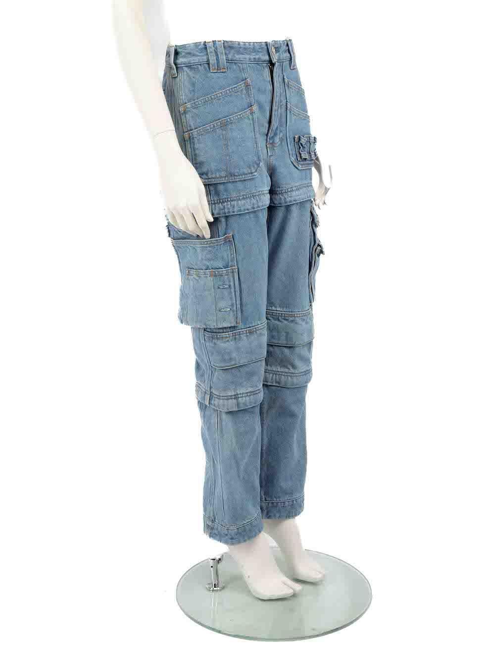 CONDITION is Very good. Minimal wear to the jeans is evident. Minimal wear to the left leg above the hemline is seen with discolouration marks on this used Balenciaga designer resale item.
 
 
 
 Details
 
 
 Blue
 
 Denim
 
 Cargo jeans
 
 Multiple