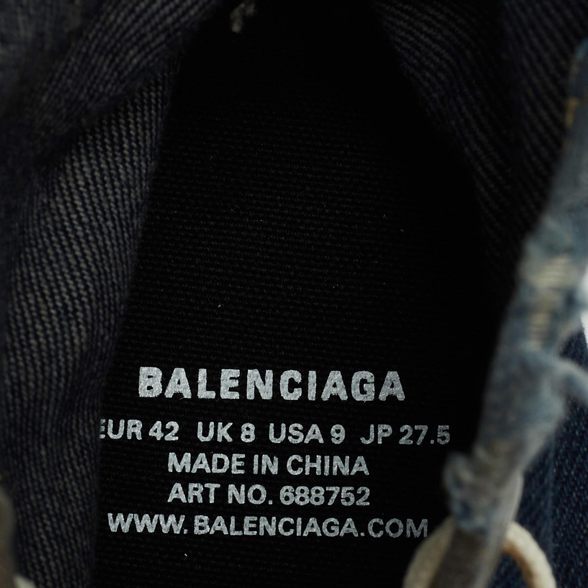 Balenciaga Blue Denim Paris High Top Sneakers Size 42 3