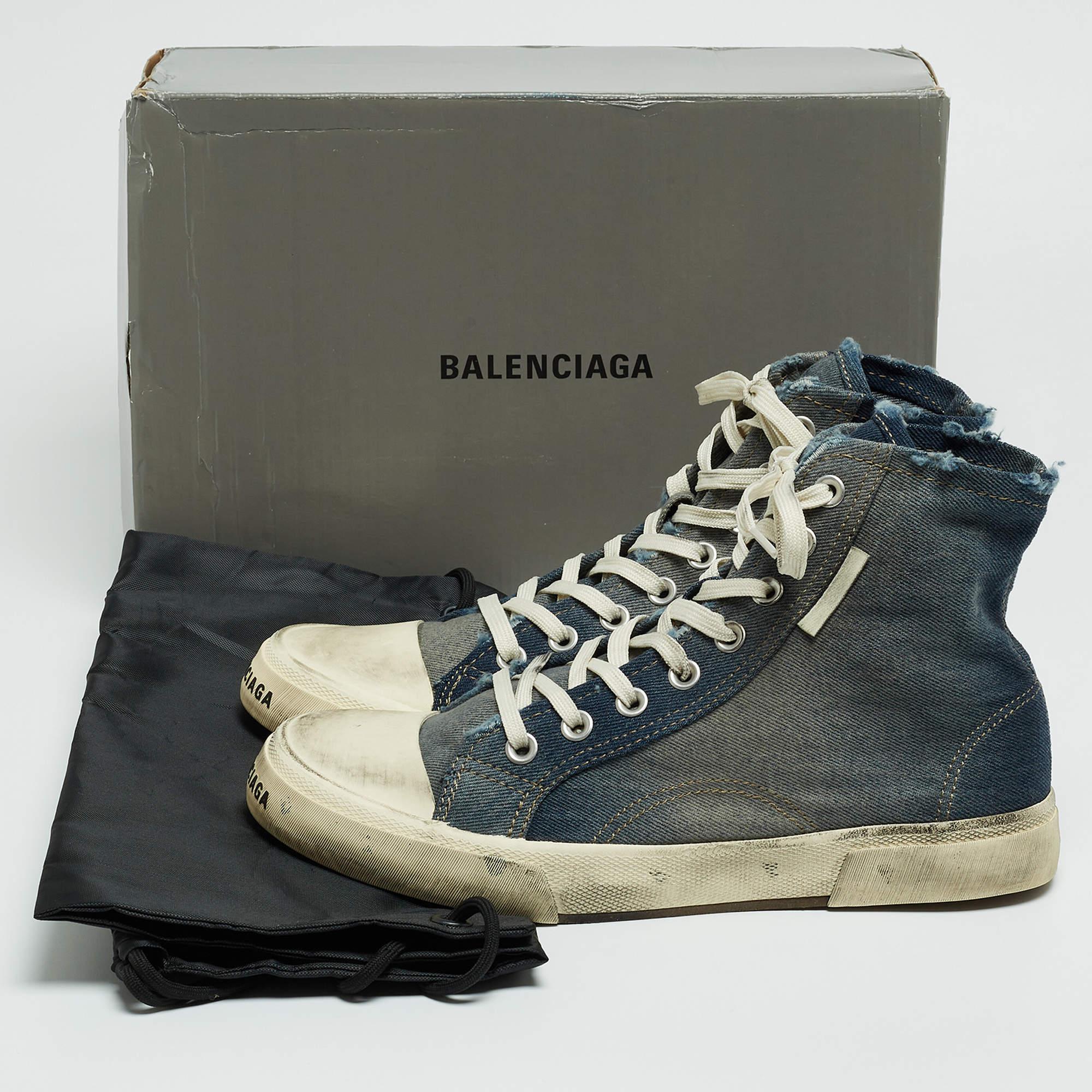 Balenciaga Blue Denim Paris High Top Sneakers Size 42 5