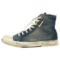 Balenciaga Blue Denim Paris High Top Sneakers Size 42