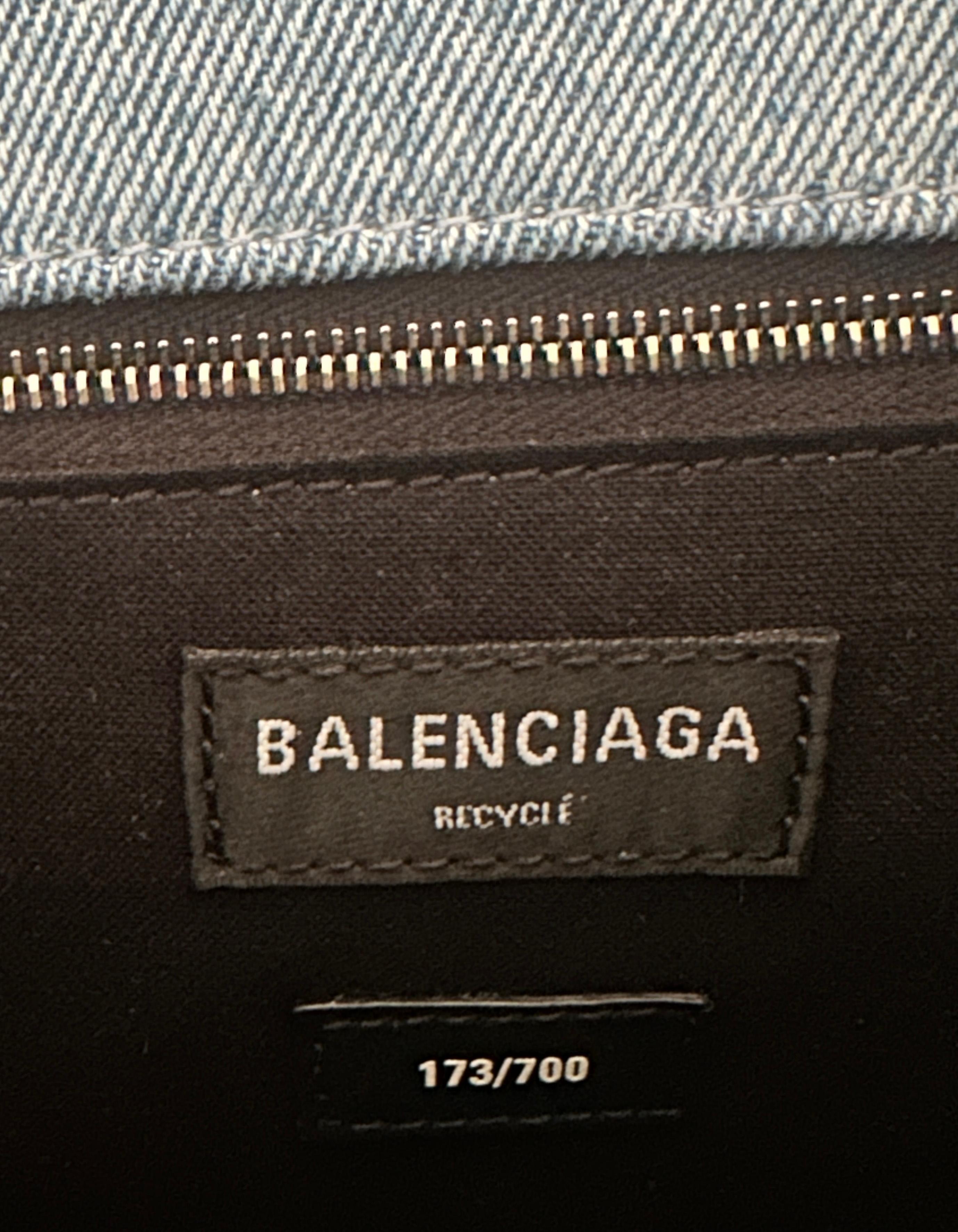 Balenciaga Blue Denim Patchwork Small Hourglass Top Handle Bag 3