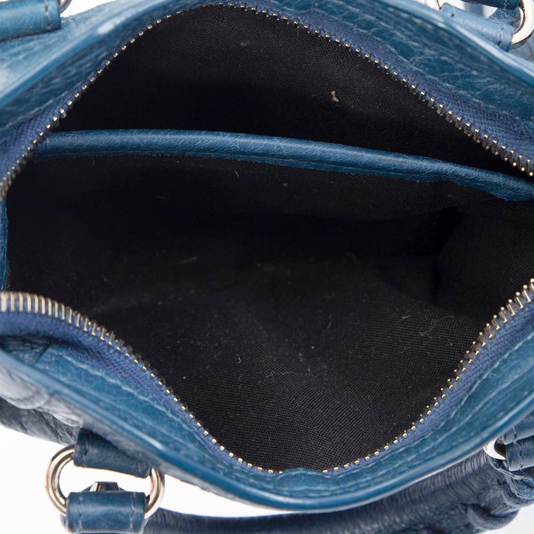 BALENCIAGA blue distressed leather CLASSIC CITY NANO Motorcycle