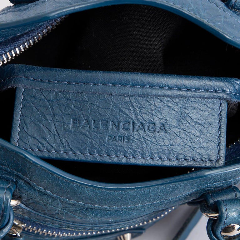 BALENCIAGA blue distressed leather CLASSIC CITY NANO Motorcycle