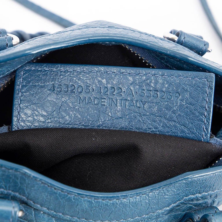 BALENCIAGA blue distressed leather CLASSIC CITY NANO Motorcycle