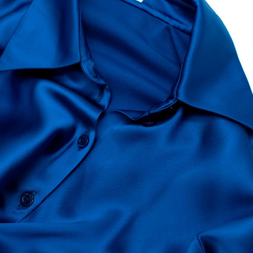 Balenciaga Blue Draped Satin Shirt In Excellent Condition For Sale In London, GB