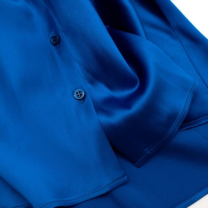 Balenciaga Blue Draped Satin Shirt For Sale 1