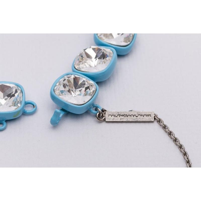 Balenciaga Blue Enamel Bracelet For Sale 3
