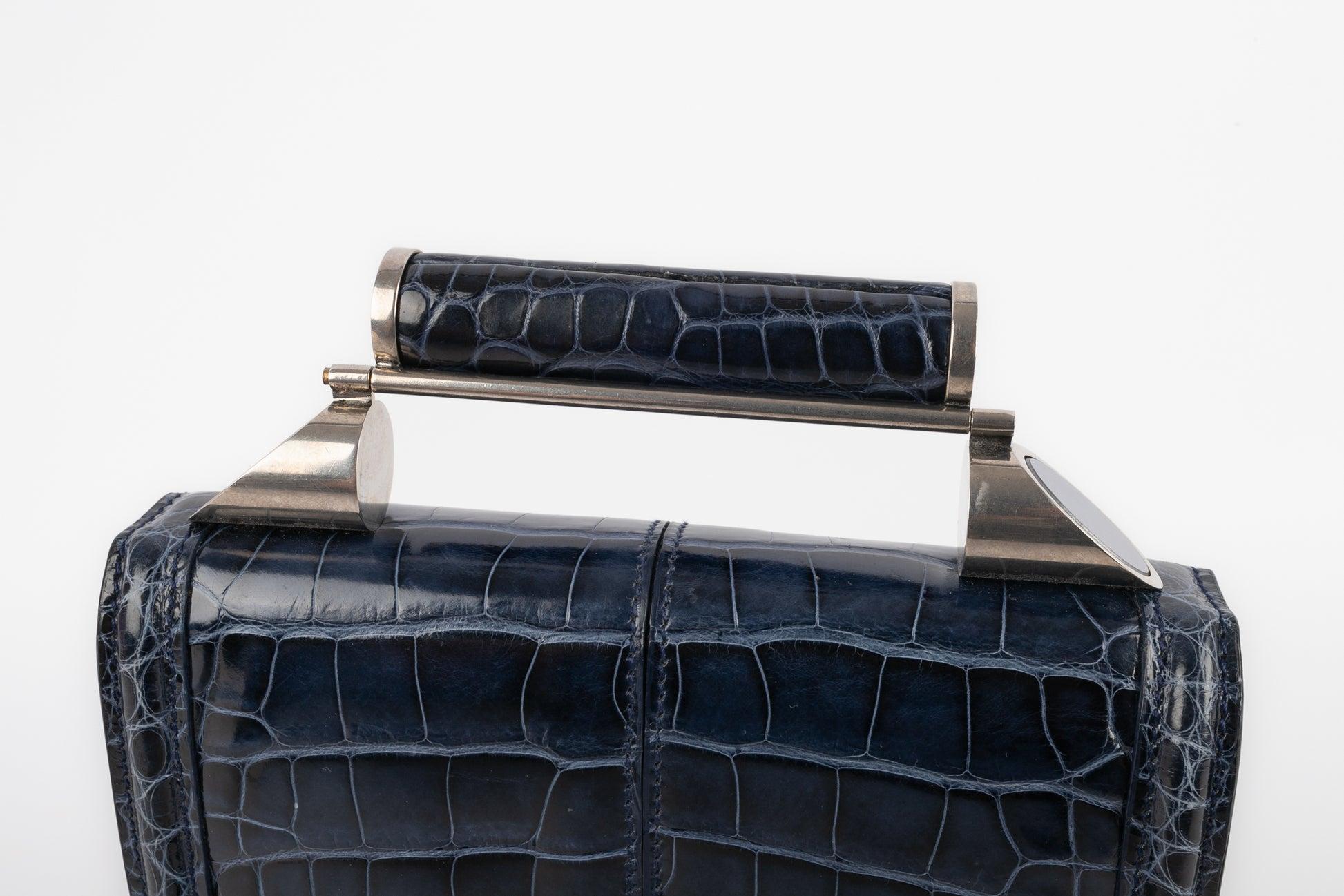 Balenciaga Blue Exotic Leather Tiny Bag For Sale 3