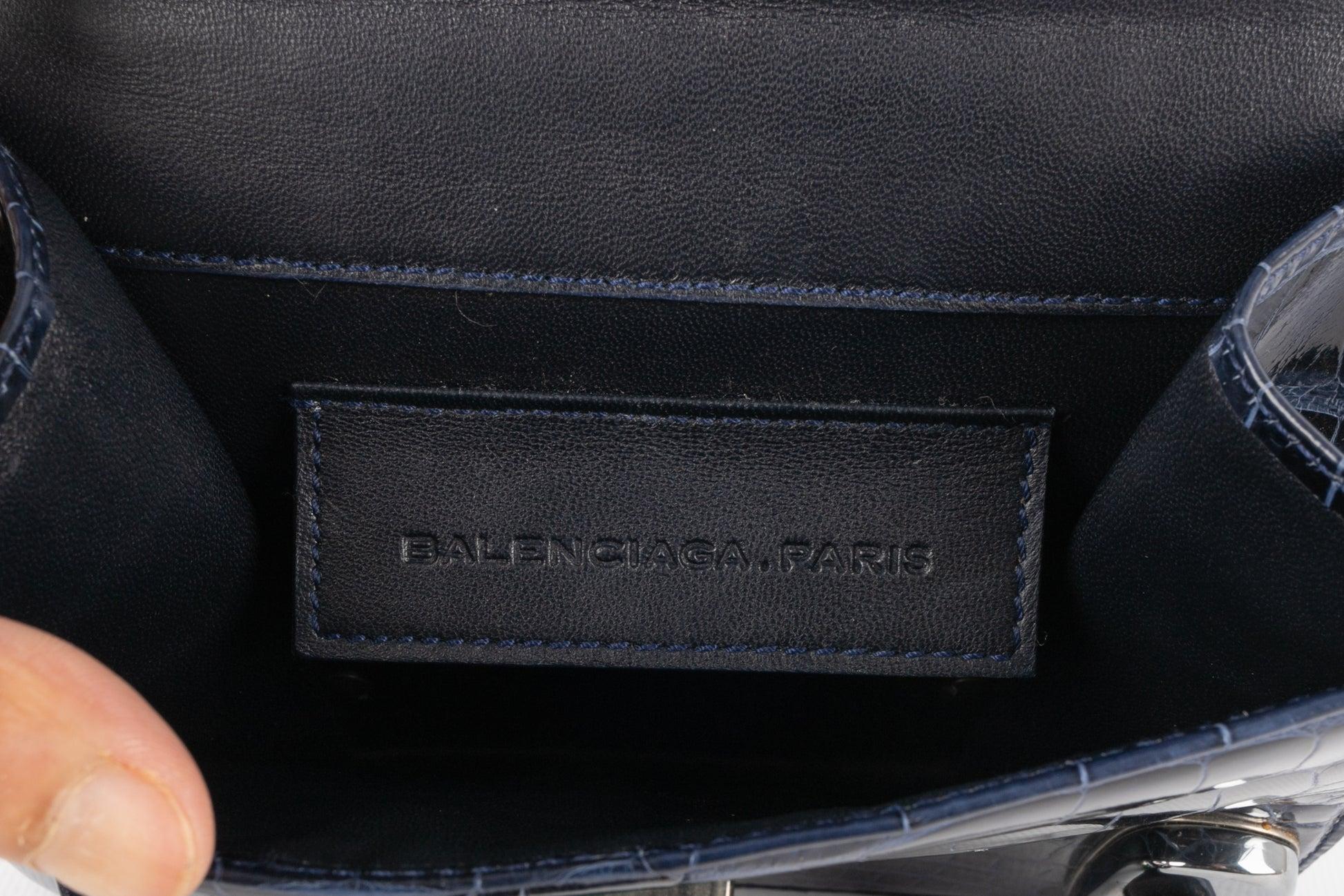 Balenciaga Blue Exotic Leather Tiny Bag For Sale 5