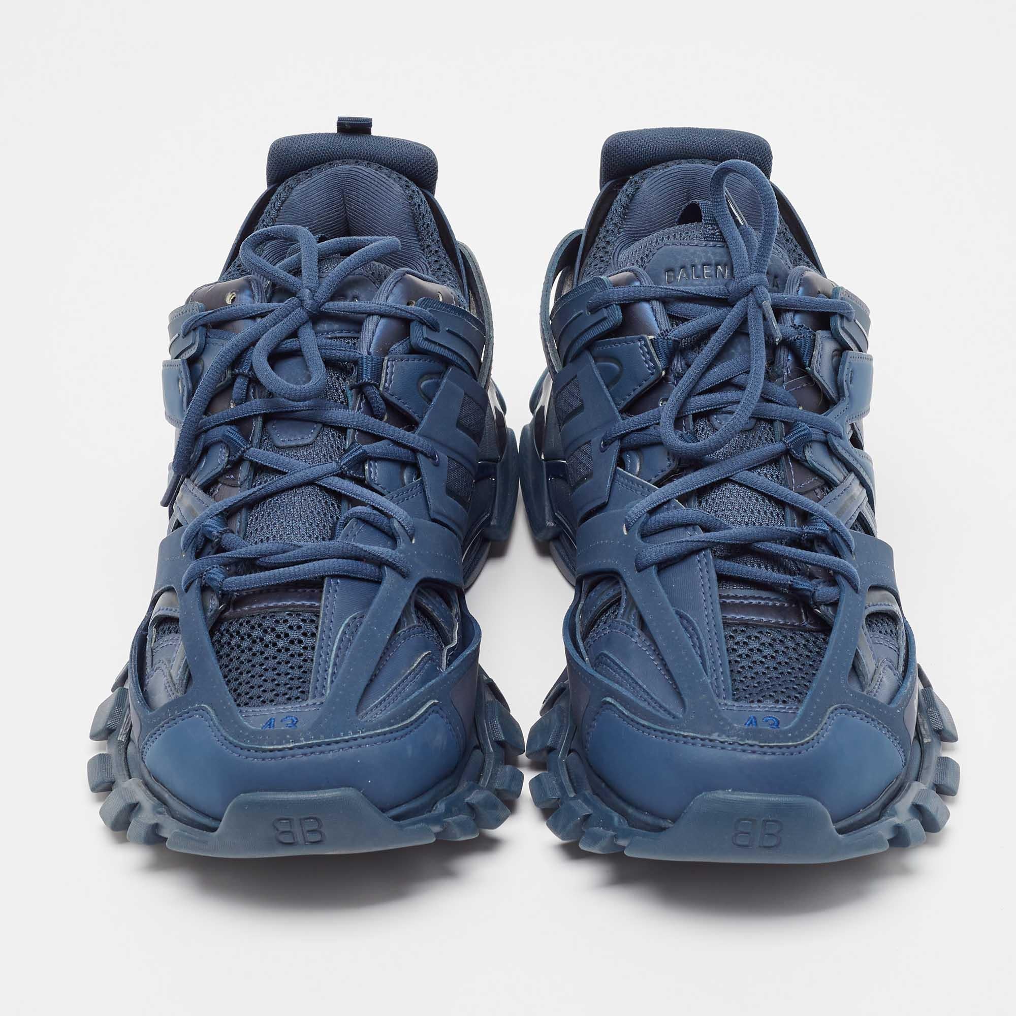 Balenciaga Zapatillas de piel sintética y malla azules talla 43 Azul