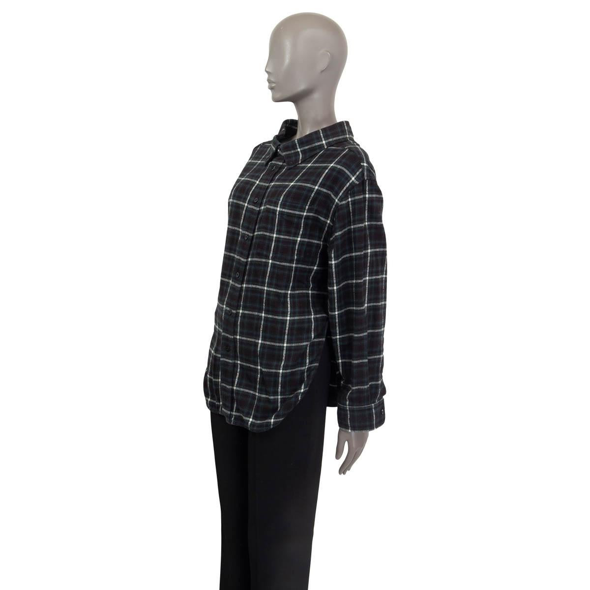 De las mujeres BALENCIAGA azul verde CHECK OVERSIZED FLANNEL Camisa Blusa 32 XXS