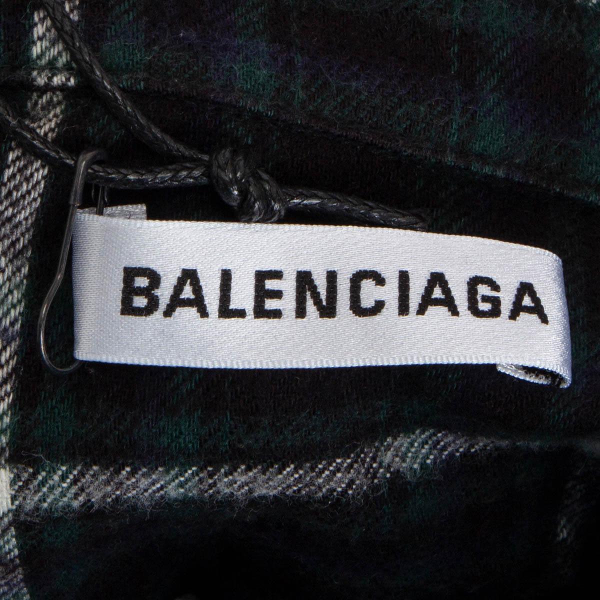BALENCIAGA azul verde CHECK OVERSIZED FLANNEL Camisa Blusa 32 XXS 3