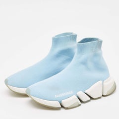 Balenciaga Blue Knit Fabric Speed 2.0 LT Sneakers Size 36
