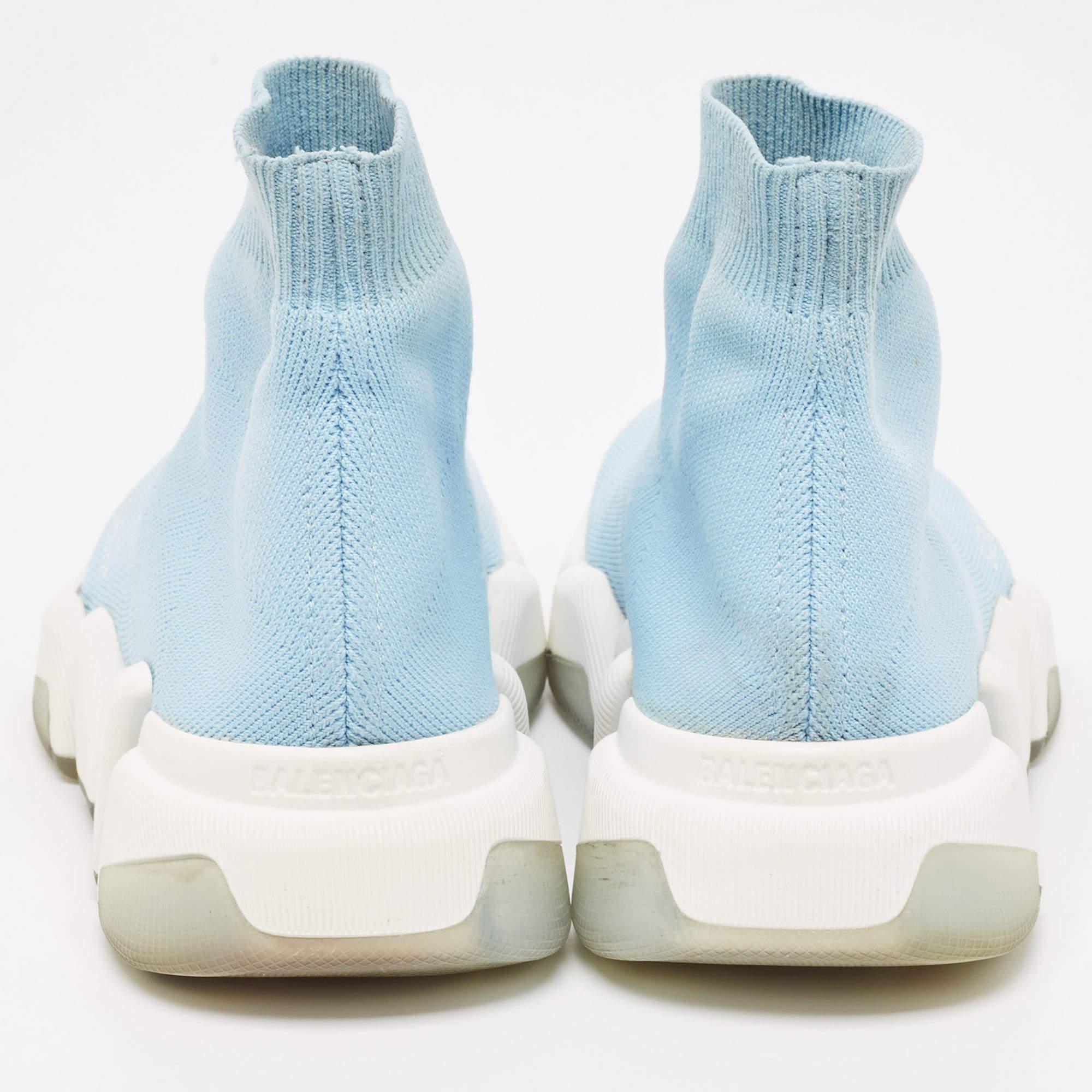 Balenciaga Blue Knit Fabric Speed 2.0 LT Sneakers Size 36 For Sale 1