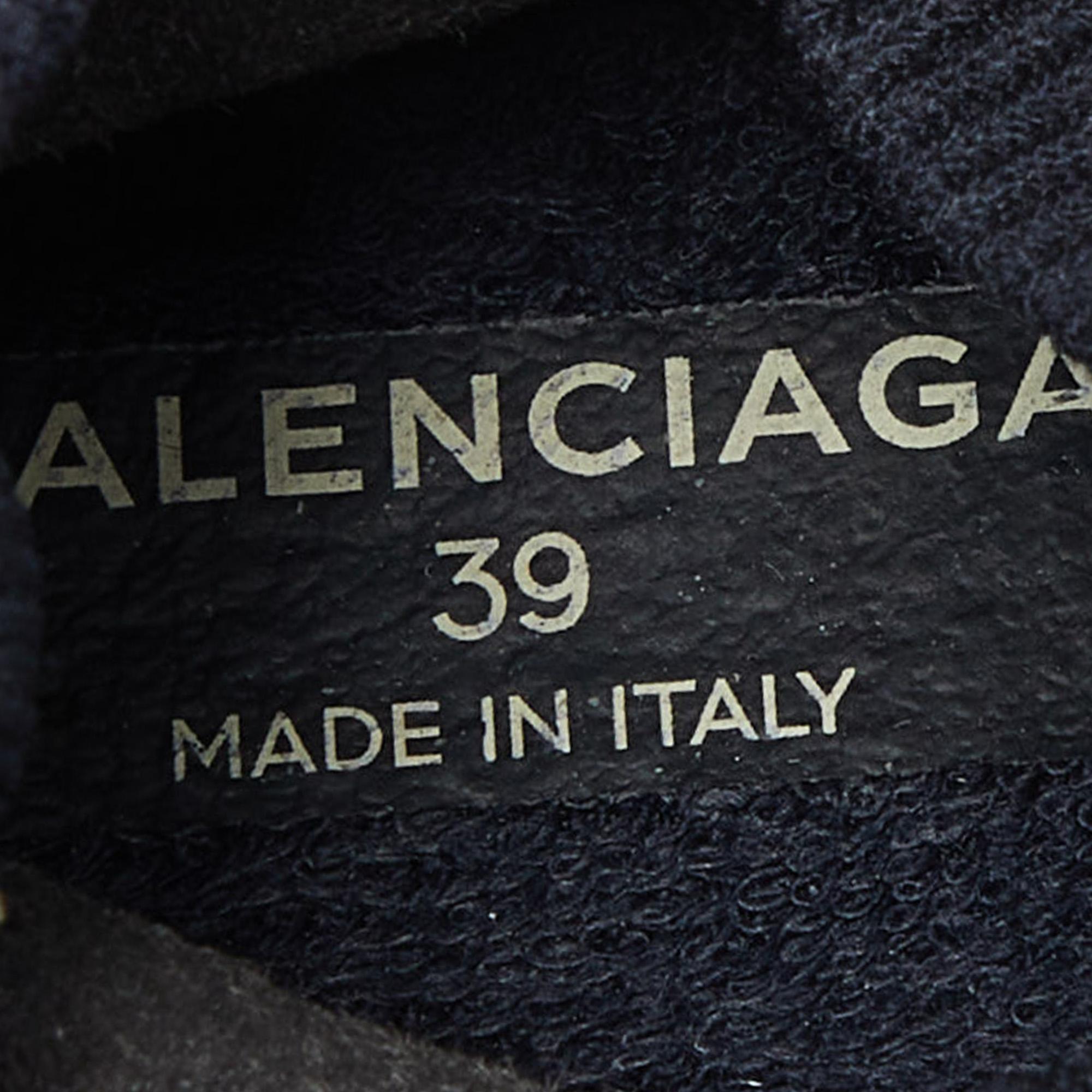 Balenciaga Blue Knit Fabric Speed Trainer High Top Sneakers Size 39 3